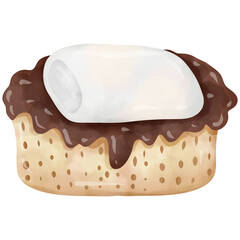 Watercolor hand drawn dessert s'mores
