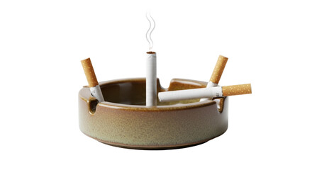 Isolated Ashtray with Cigarettes