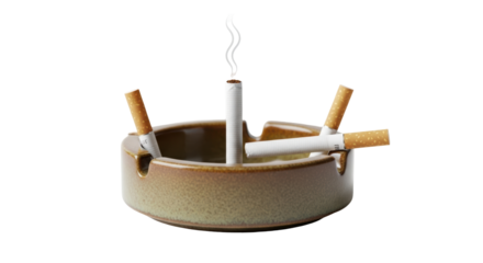 Isolated Ashtray with Cigarettes