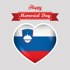 Fototapeta premium Happy Memorial Day Slovenia Flag Heart Banner