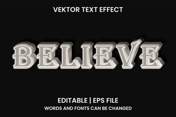 editable believe text effect