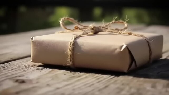 Rustic Gift with Outdoor Wooden Table.