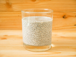 Vanilla chia pudding in a glass