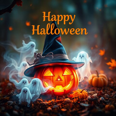 Halloween Template Design - Spooky Pumpkins, Ghosts, and Candlelight Decor