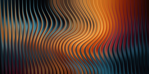 Abstract wavy lines with warm and cool color gradient background