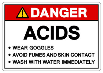 Fototapeta premium Danger Acid Wear Goggle Symbol Sign,Vector Illustration, Isolate On White Background Label.EPS10