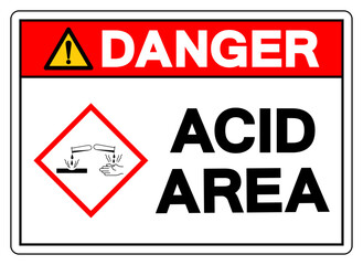 Danger Acid Area Symbol Sign,Vector Illustration, Isolate On White Background Label.EPS10