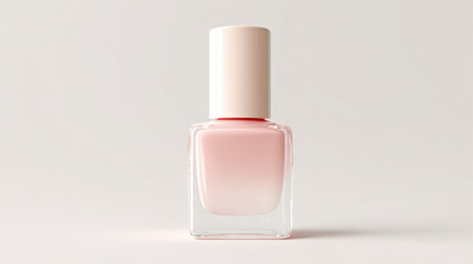 Gentle blush pink to ivory vertical fade nail polish bottle, showcasing sleek design and high fidelity color. This elegant product adds touch of sophistication to any beauty collection