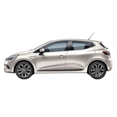 Obraz premium Silver hatchback car with dark alloy wheels on a black background