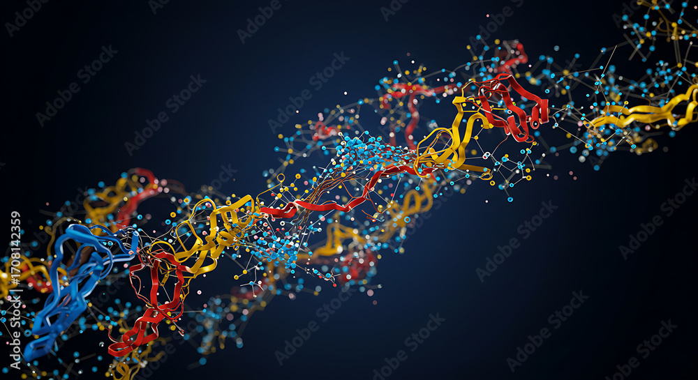 Wall mural molecular abundance: a dazzling depiction of a molecular structure, showcasing a vibrant array of co
