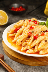 Spicy Boneless Chicken Feet in Sour Sauce with Chili Peppers - Traditional Asian Gourmet Appetizer Dish