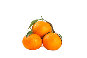 Fresh Sichuan Oranges with Leaves on White Background - Citrus Fruit Harvest