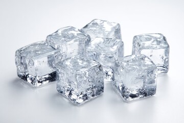 Obraz premium Finger-sized ice cubes, white background