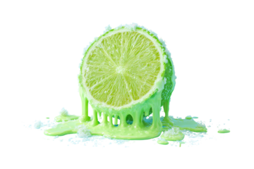 Lime slice melting, sugary drips
