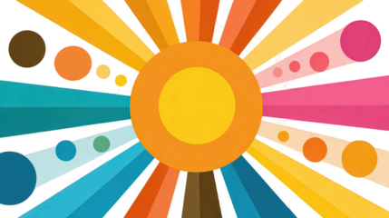 Colorful Sunburst Design with Radiating Lines and Dots