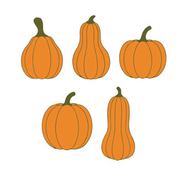 set of pumpkins svg illustration vector