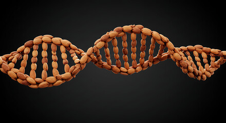 DNA Helix: A detailed visual representation of a DNA helix against a black background, illustrating the fundamental structure of life with its intricate design and informational significance.