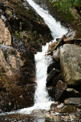 Fototapeta premium Beautiful natural waterfall at Luskville Falls trail in Gatineau Park, Quebec, Canada