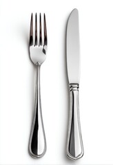Fork and knife, silverware isolated on a white background with a clipping path