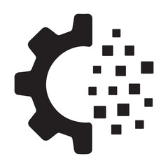 Gear with Digital Pixels Icon &ndash; Technology and Innovation Concept.