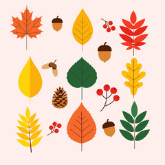 Fototapeta premium Autumn Falling Leaves Vector Illustration, Colorful Fall Foliage Background with Maple, Oak and Seasonal Nature Elements, Editable Decorative Design for Seasonal Celebration