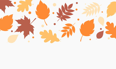 Autumn Falling Leaves Vector Pattern, Colorful Maple Oak and Seasonal Foliage Illustration, Editable Decorative Background Design for Greeting Cards and Fall Season Poster