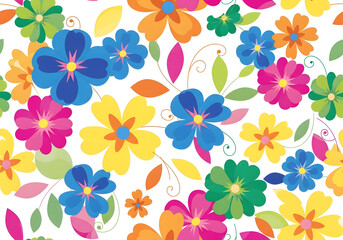 Abstract colorful seamless floral pattern with vintage spring flower and leaf decoration vector illustration