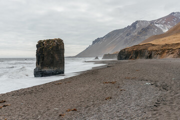 Coast of laekjavik beach, iceland