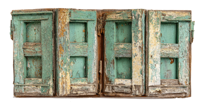 Aged teal wooden shutters