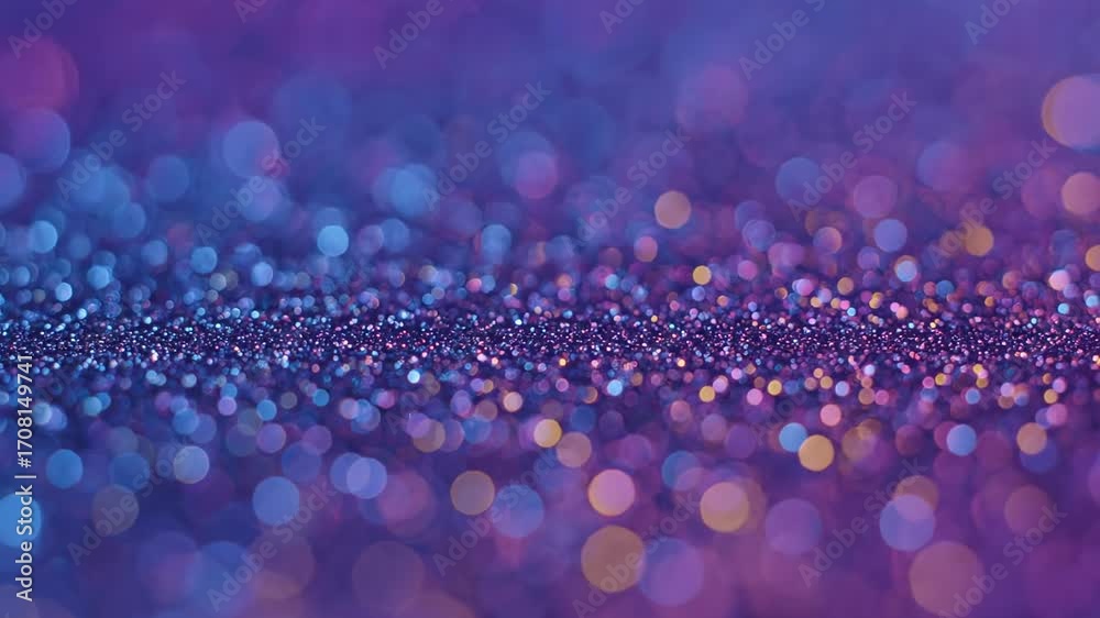 Wall mural A dense field of multicolored glowing particles shimmers and distorts, creating a hypnotic, seamlessly looping abstract bokeh background out of focus, digital, website