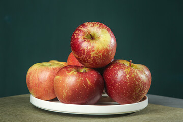 Fresh Red Apples on White Plate - Healthy Organic Fruit Still Life Photography