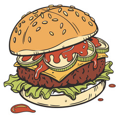 A tasty burger, a popular fast food item