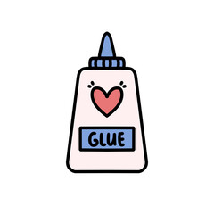 cute glue icon with heart. back to school art supplies