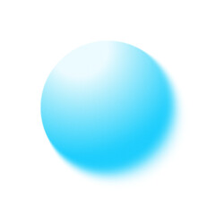 Abstract gradient element of pastel blue glowing circle blurred with noise and grainy texture on transparent background