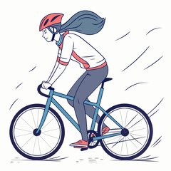 Woman riding a bicycle with wind
