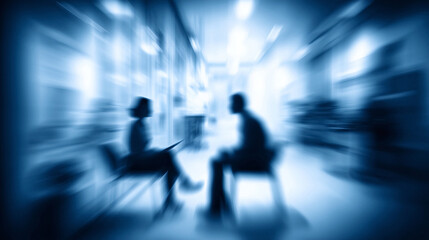 Two silhouettes in deep conversation a moment of intense connection in a blur of motion