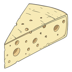 Piece of cheese with holes vector illustration