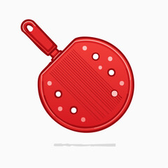 Red Round Frying Pan with Perforated Surface and Handle