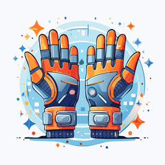 Futuristic Orange and Gray Gloves Digital Illustration
