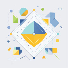 Abstract Geometric Design with Yellow Blue and Green Shapes