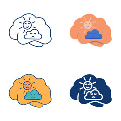 Bipolar disorder flat and line icon set