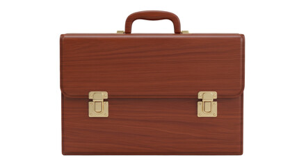 Isolated wooden briefcase, vintage design for lawyers, business, or professionals, leather