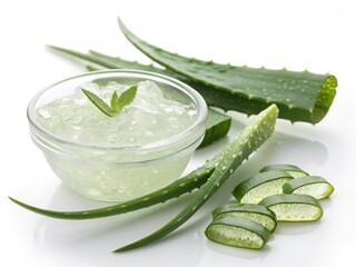 Glass bowl with aloe vera gel