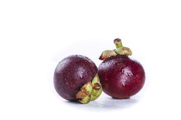 Fresh Thai Mangosteen Fruits Isolated on White Background - Exotic Tropical Fruit from Thailand