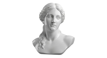 Isolated Vector art portrait of young woman, classic sculpture bust in grey tones