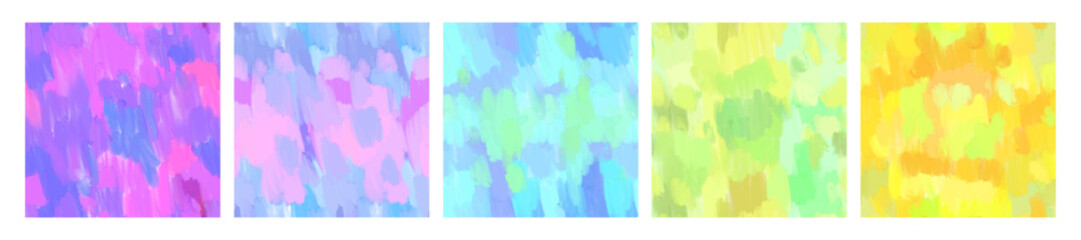 Abstract acrylic painting seamless pattern set, colorful oil texture, vibrant brushstroke background. Modern contemporary wall poster art, creative design tile print. Acrylic painting canvas wallpaper