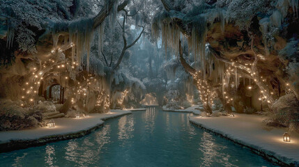 Enchanted Winter Wonderland with Glowing Lights