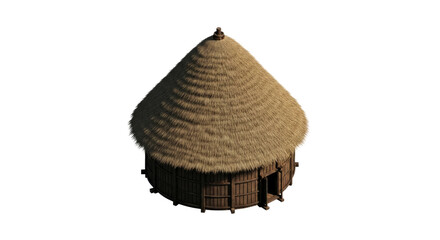 3d model rustic thatch hut charming village life, isolated on transparent background
