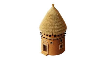 african hut 3d model a detailed digital replica of traditional granary architecture, isolated on transparent background
