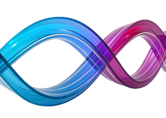 Abstract glass spiral with blue and pink gradient